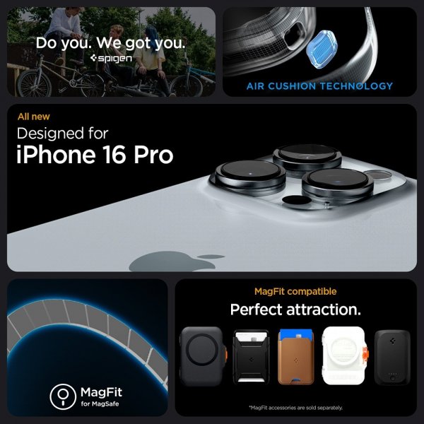 Spigen iPhone 16 Pro -kuori Rugged Armor MagFit mattamusta