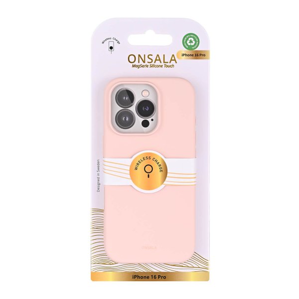 Onsala iPhone 16 Pro -silikonikuori, Chalk Pink