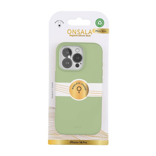 Onsala iPhone 16 Pro Kuori Silikonituntu Lime