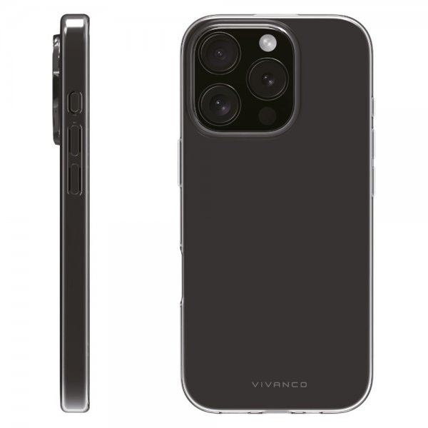 Vivanco iPhone 16 Pro Super Slim -suojakuori, läpinäkyvä