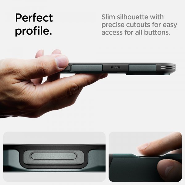 Spigen iPhone 16 Pro -kuori, Tough Armor MagFit Abyss Green