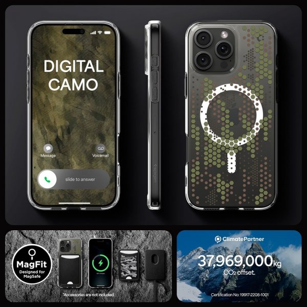 Spigen iPhone 16 Pro -suojakuori Ultra Hybrid MagFit Digital Camo