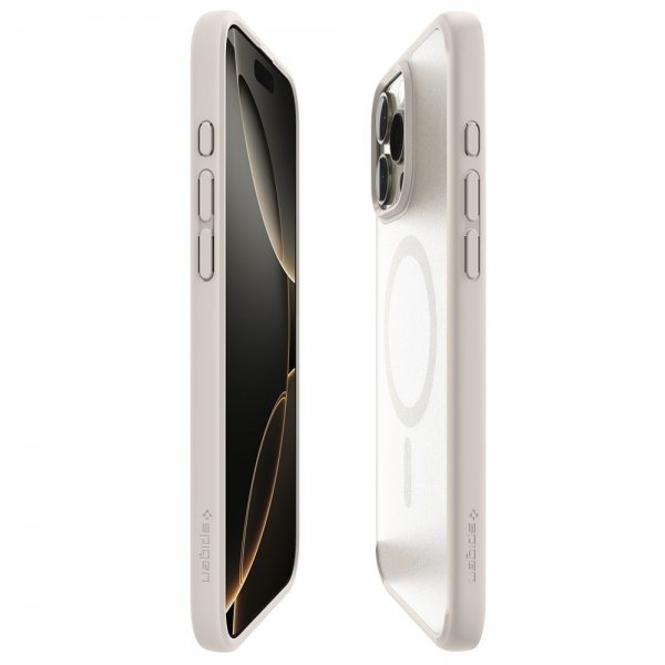 Spigen iPhone 16 Pro -kuori Ultra Hybrid MagFit Frost Natural Titanium