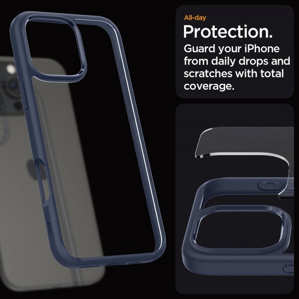 Spigen iPhone 16 Pro -suojakuori, Ultra Hybrid, laivastonsininen
