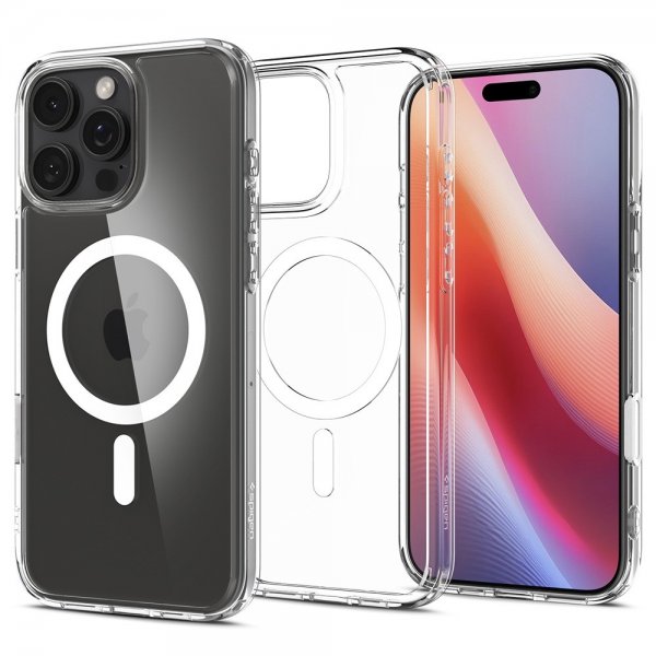 Spigen iPhone 16 Pro -kuori Ultra Hybrid T MagFit kirkas valkoinen