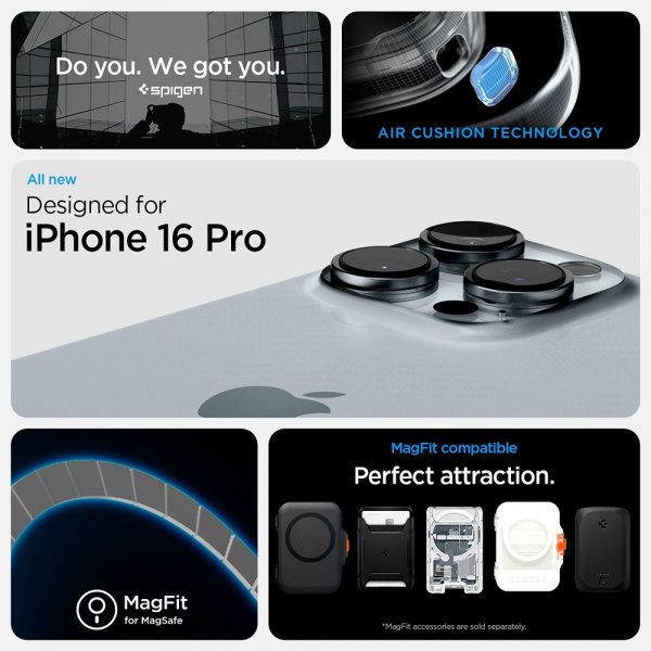 Spigen iPhone 16 Pro -kuori Ultra Hybrid Zero One MagFit Natural Titanium