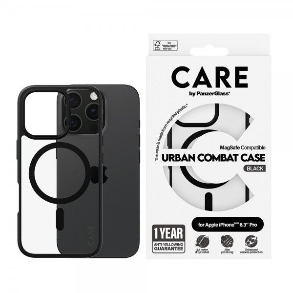 CARE by PanzerGlass iPhone 16 Pro -kuori Urban Combat MagSafe Musta