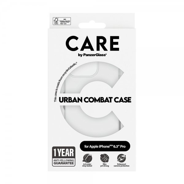 CARE by PanzerGlass iPhone 16 Pro -kuori Urban Combat läpinäkyvä