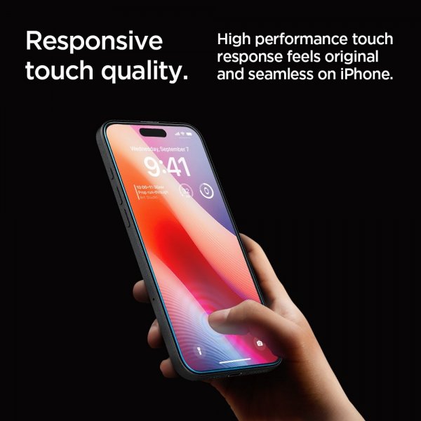 Spigen iPhone 16 Pro/iPhone 17/17 Pro näytönsuoja GLAS.tR EZ Fit 2-pakkaus