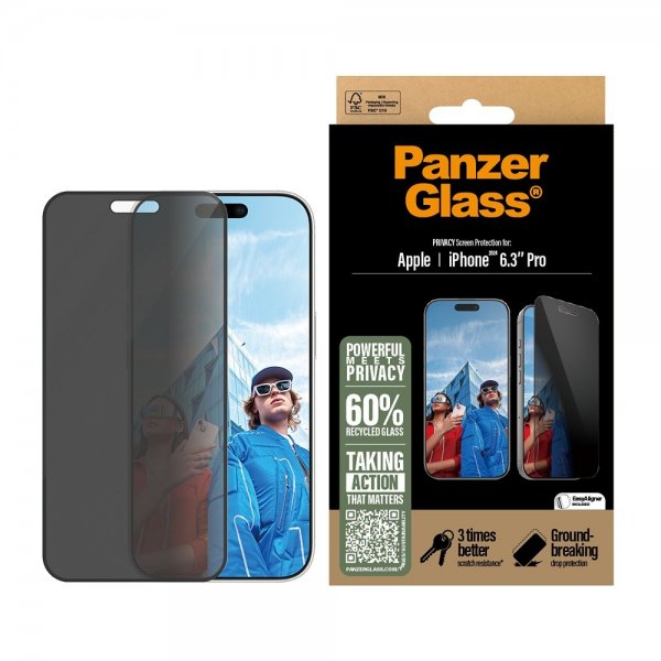 PanzerGlass iPhone 16 Pro näytönsuoja Ultra-Wide Fit Privacy EasyAligner