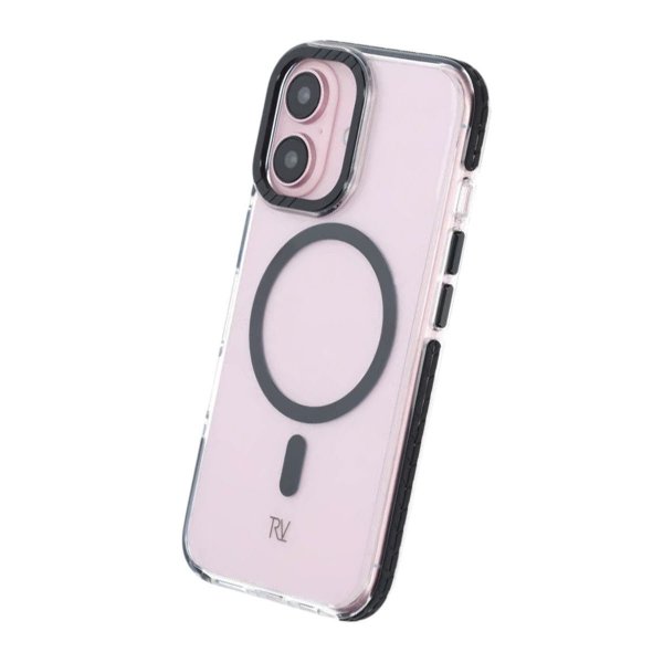 Rvelon iPhone 16 -suojakuori TPU MagSafe Musta/Läpinäkyvä