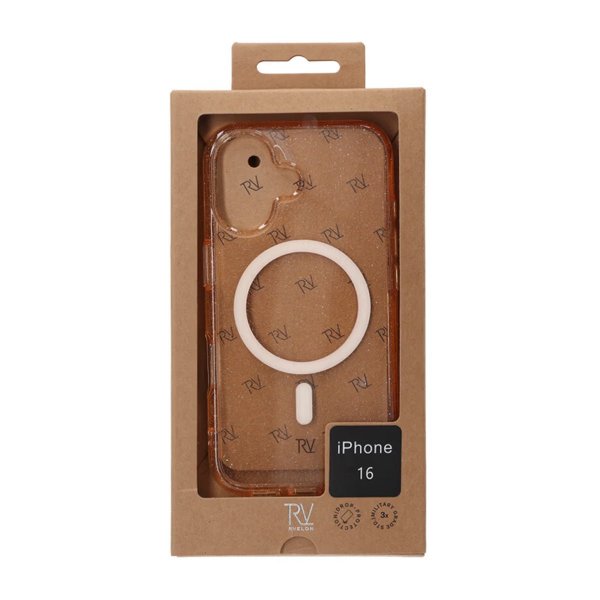 Rvelon iPhone 16 Suojakuori Glitter MagSafe Kulta