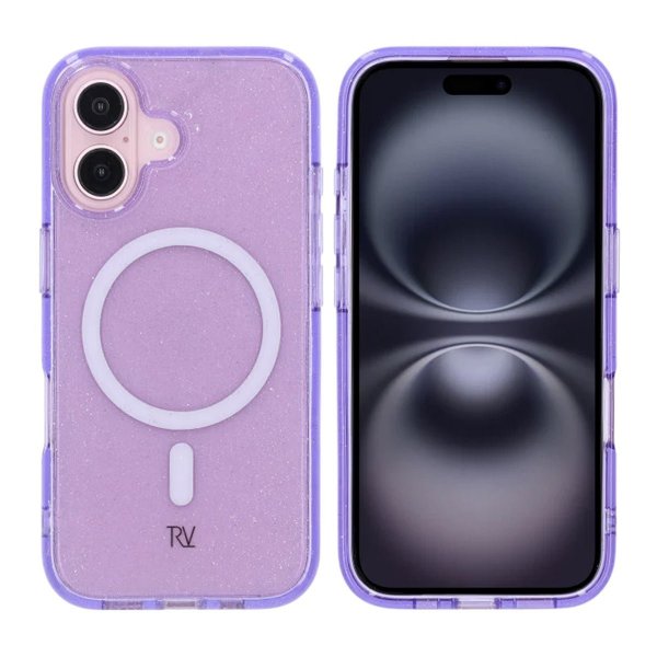 Rvelon iPhone 16 -kuori Glitter MagSafe Violetti