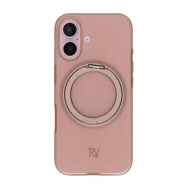 Rvelon iPhone 16 -suojakuori pyörivällä MagSafe-jalustalla, ruskea