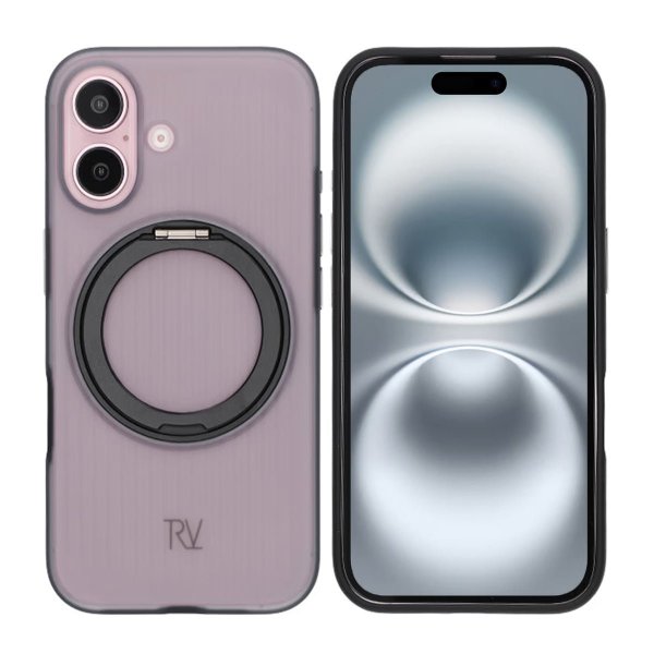 Rvelon iPhone 16 -suojakuori pyörivällä MagSafe-jalustalla, musta