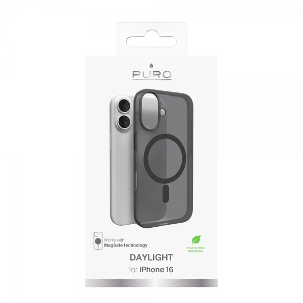 Puro iPhone 16 -suojakuori Daylight MagSafe, musta