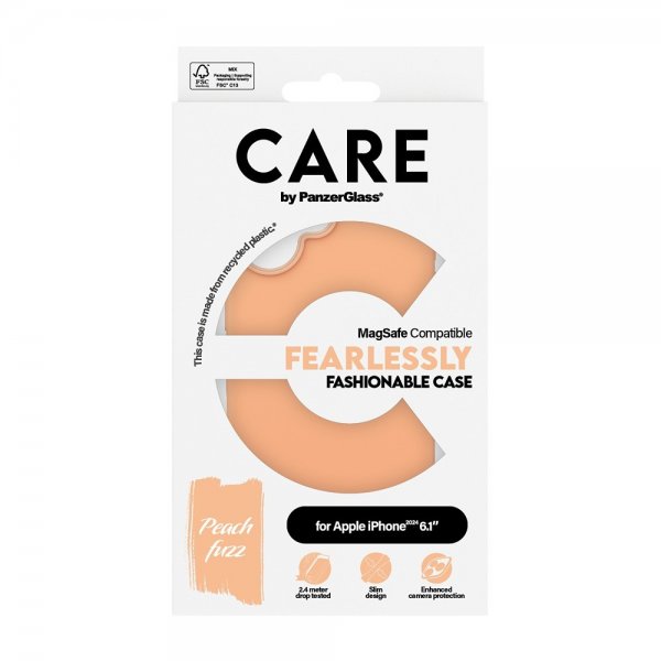 CARE by PanzerGlass iPhone 16 Suojakuori Fashionable MagSafe Peachy