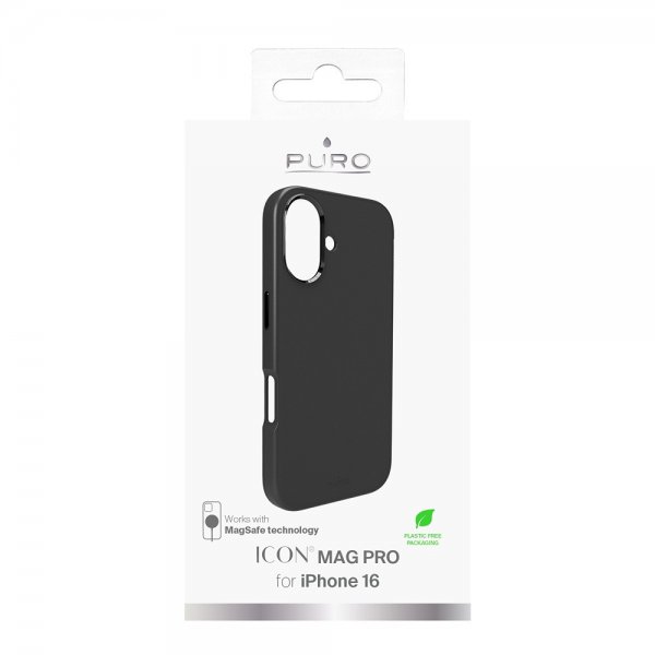 Puro iPhone 16 -suojakuori ICON Mag Pro musta