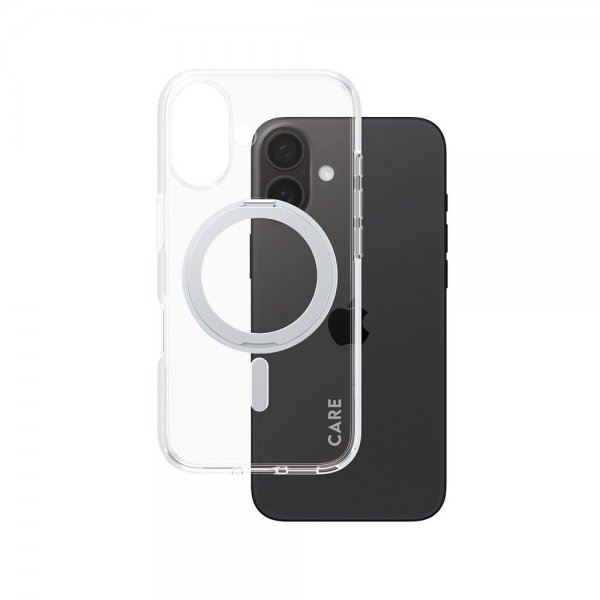 CARE by PanzerGlass iPhone 16 -suojakuori jalustalla MagSafe Silver
