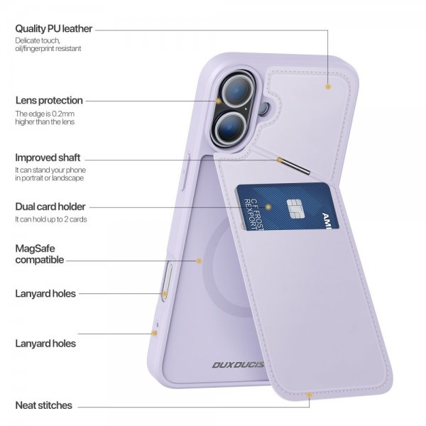 Dux Ducis iPhone 16 -suojakuori Rafi II Series MagSafe Liila