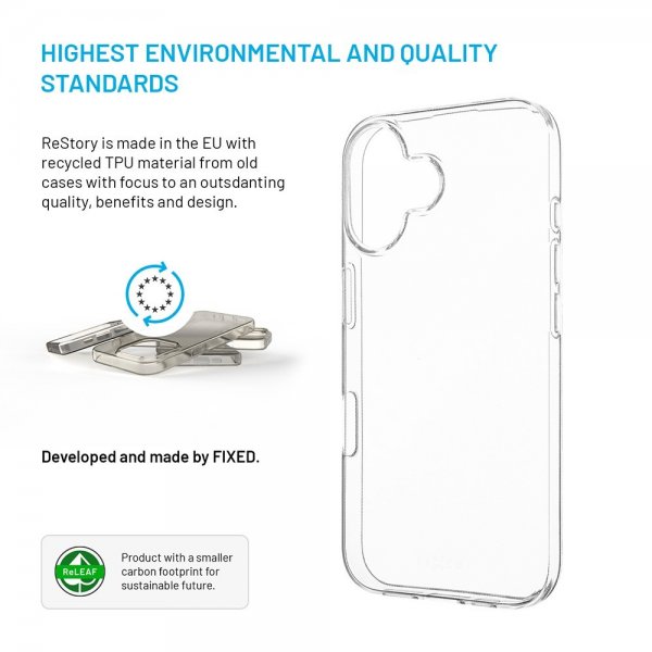 Kiinteä iPhone 16 -kuori ReStory Transparent