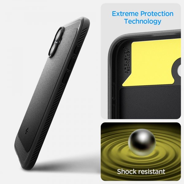 Spigen iPhone 16 -suojakuori Rugged Armor MagFit Matte Black