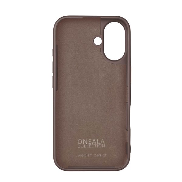 Onsala iPhone 16 -suojakuori, silikonituntuma, Chocolate