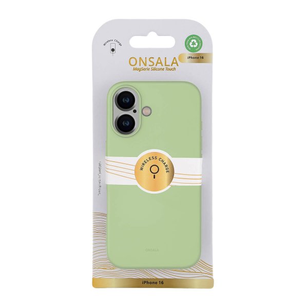 Onsala iPhone 16 -suojakuori, silikonituntuma, lime