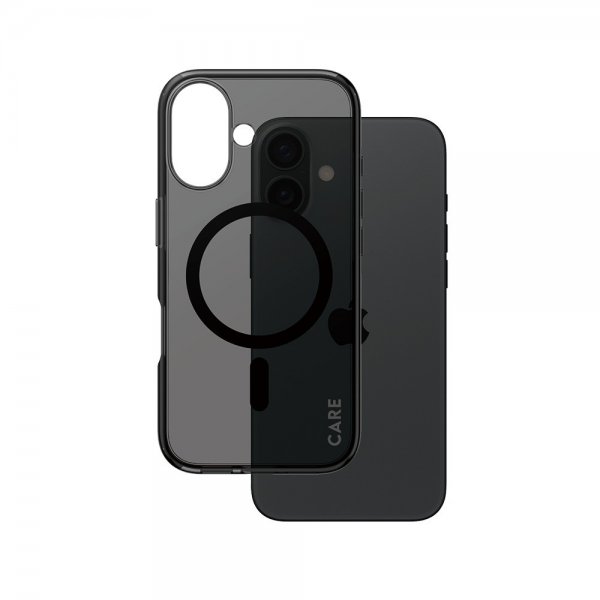 CARE by PanzerGlass iPhone 16 -suojakuori Smokey MagSafe, musta