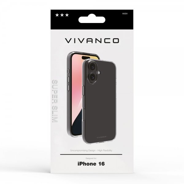Vivanco iPhone 16 -suojakuori Super Slim Transparent