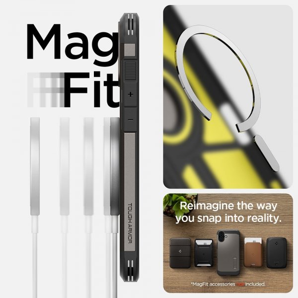 Spigen iPhone 16 Suojakuori Tough Armor MagFit Gunmetal