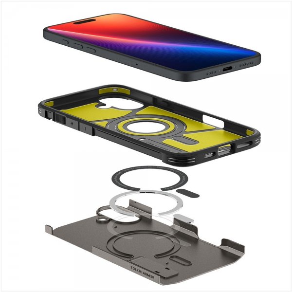 Spigen iPhone 16 Suojakuori Tough Armor MagFit Gunmetal