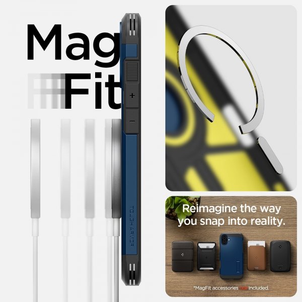 Spigen iPhone 16 -suojakuori Tough Armor MagFit Navy Blue