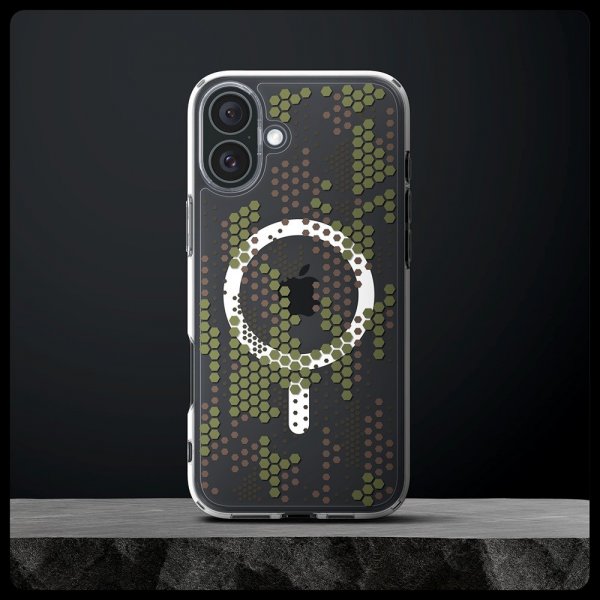 Spigen iPhone 16 -suojakuori Ultra Hybrid MagFit Digital Camo