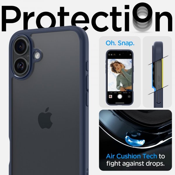 Spigen iPhone 16 -suojakuori Ultra Hybrid Navy Blue