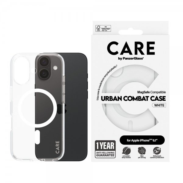 CARE by PanzerGlass iPhone 16 Kuori Urban Combat MagSafe Valkoinen