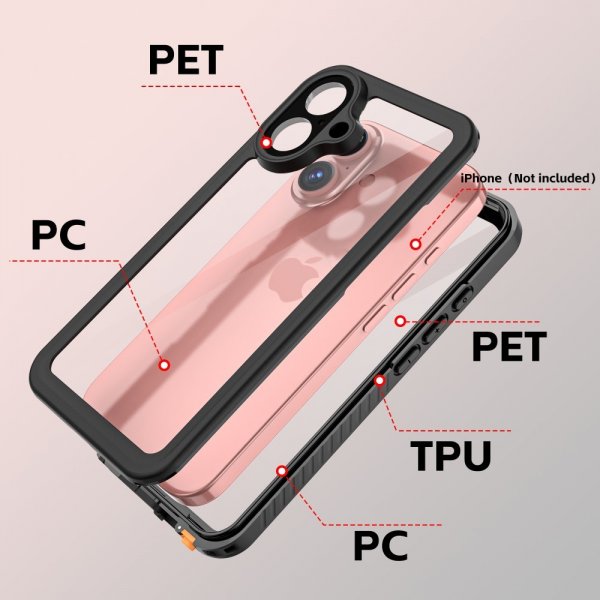 Redpepper iPhone 16 -suojakuori vedenkestävä IP68 musta