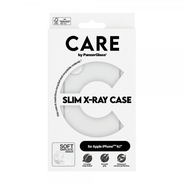 CARE by PanzerGlass iPhone 16 -suojakuori X-Ray, läpinäkyvä