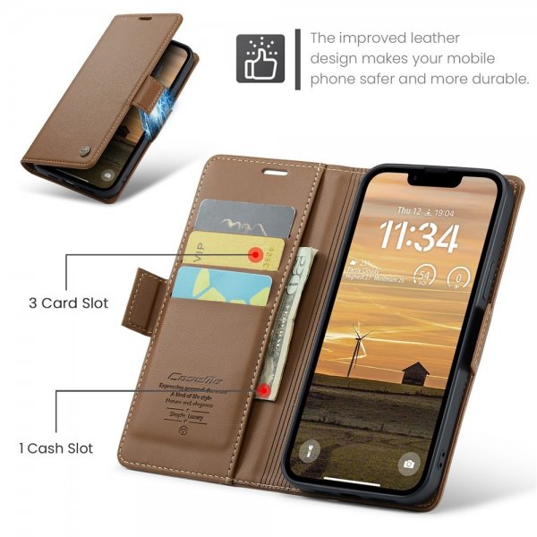 CaseMe iPhone 16/17 -kotelo 023 Series Ruskea