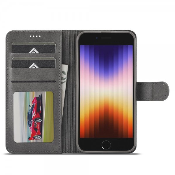 Lc.Imeeke iPhone 16e/17e -kuoret korttipaikalla, jalustatoiminnolla, harmaa