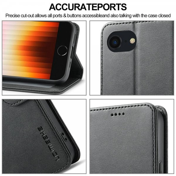 Lc.Imeeke iPhone 16e/17e -kotelo korttipaikalla ja jalustatoiminnolla, musta