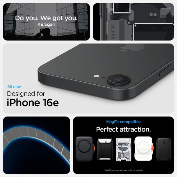 Spigen iPhone 16e/iPhone 17e -kuori Ultra Hybrid Zero One MagFit, musta