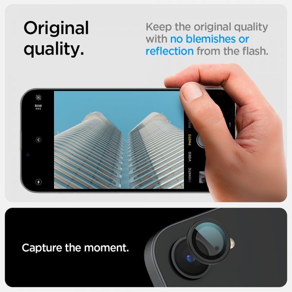 Spigen iPhone 16e/17e Kameran suoja GLAS.tR EZ Fit Optik Pro 2-pakkaus