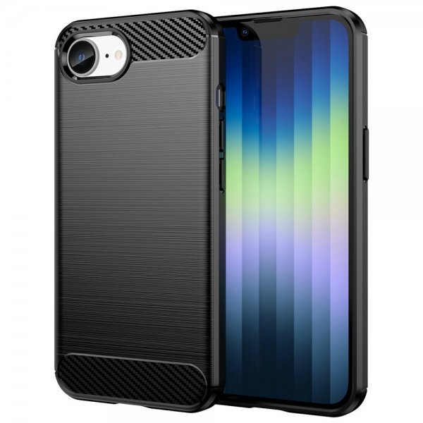 iPhone 16./17. kuori, harjattu hiilikuitutekstuuri, musta
