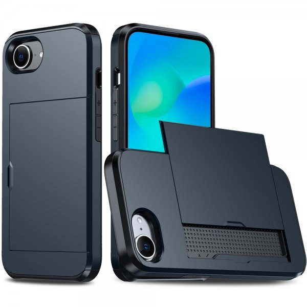 iPhone 16./17. Kuori Card Slide Sininen