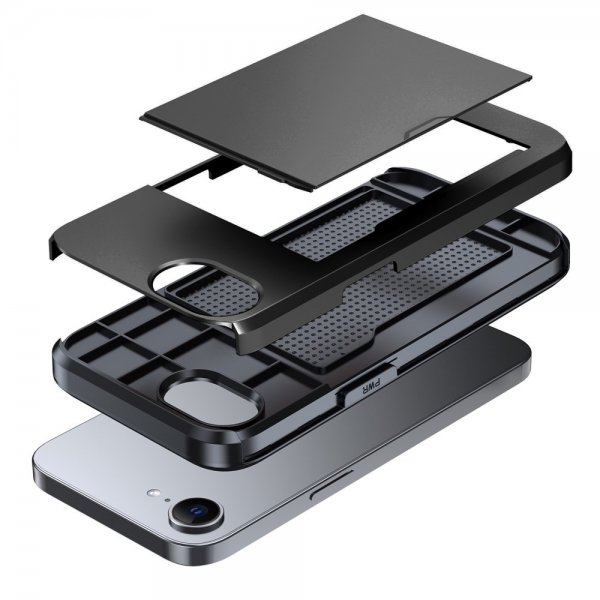 iPhone 16/17 Kuoret Korttikotelo Liukukansi Musta