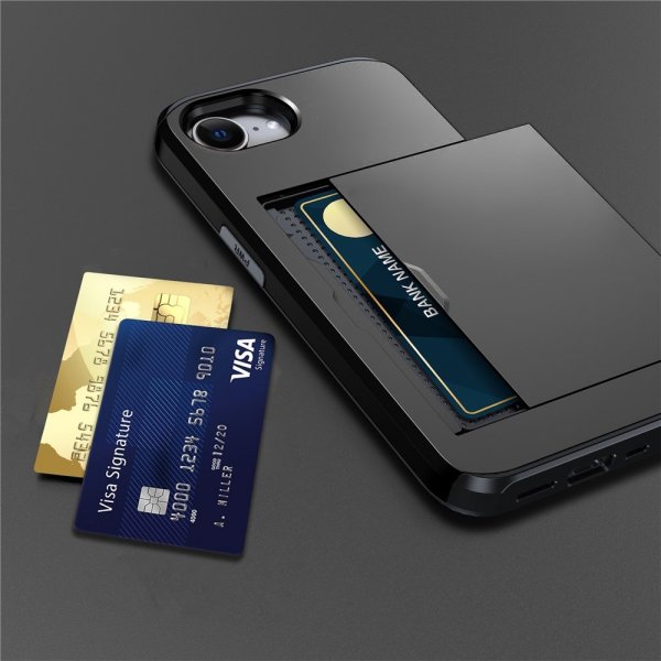 iPhone 16/17 Kuoret Korttikotelo Liukukansi Musta