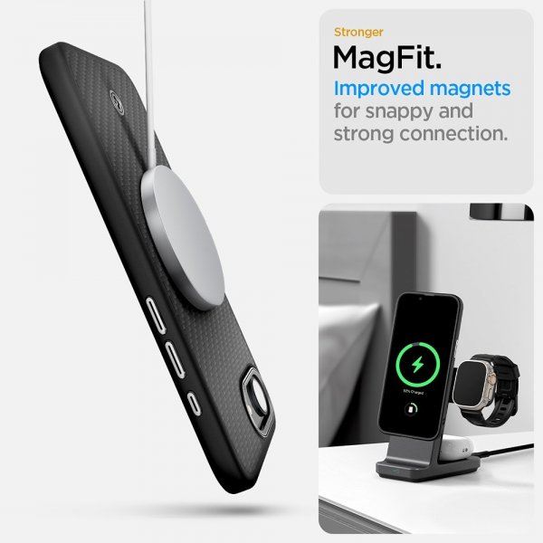 Spigen iPhone 16/17 -suojakuori Enzo Aramid MagFit Matte Black