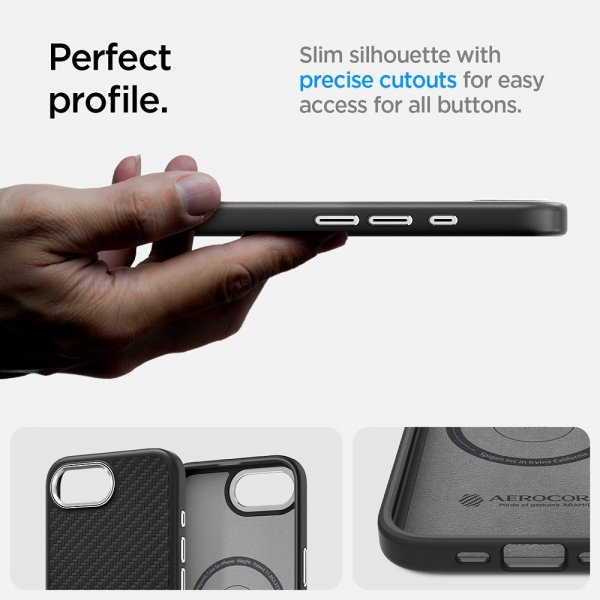 Spigen iPhone 16/17 -suojakuori Enzo Aramid MagFit Matte Black