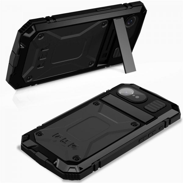 R-JUST iPhone 16./17. Suojakotelo Metalli Iskunkestävä Musta